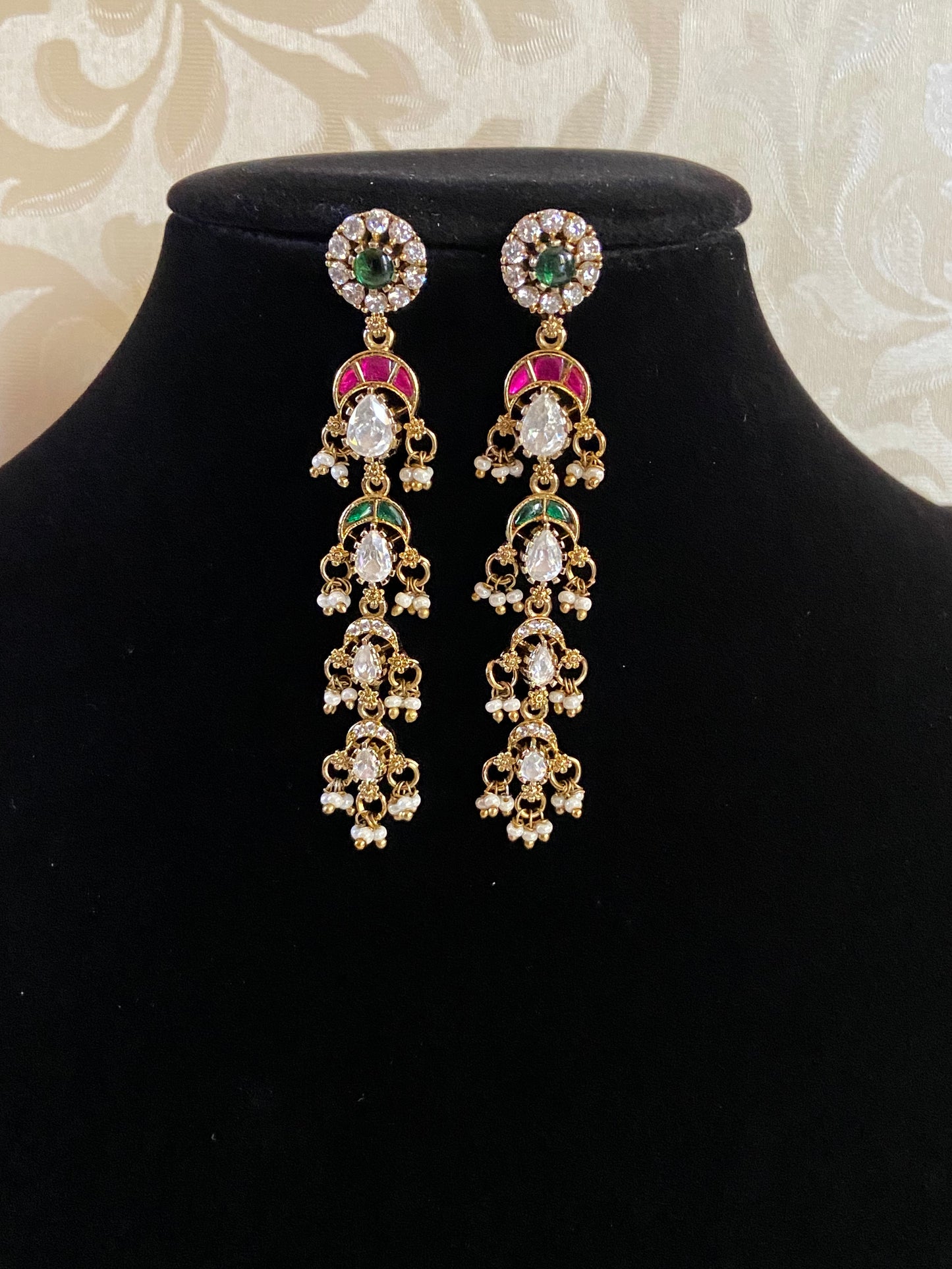 Long RubyGreen AD Earrings