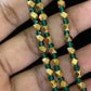 Golden & Green Beads Necklace With Studs | 3 layears Necklace