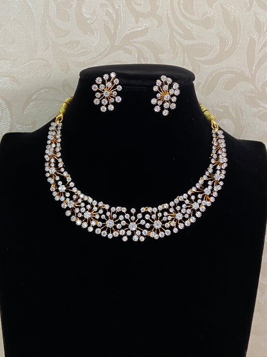 Beautiful AD Necklace With Studs | Indian Jewelry In USA