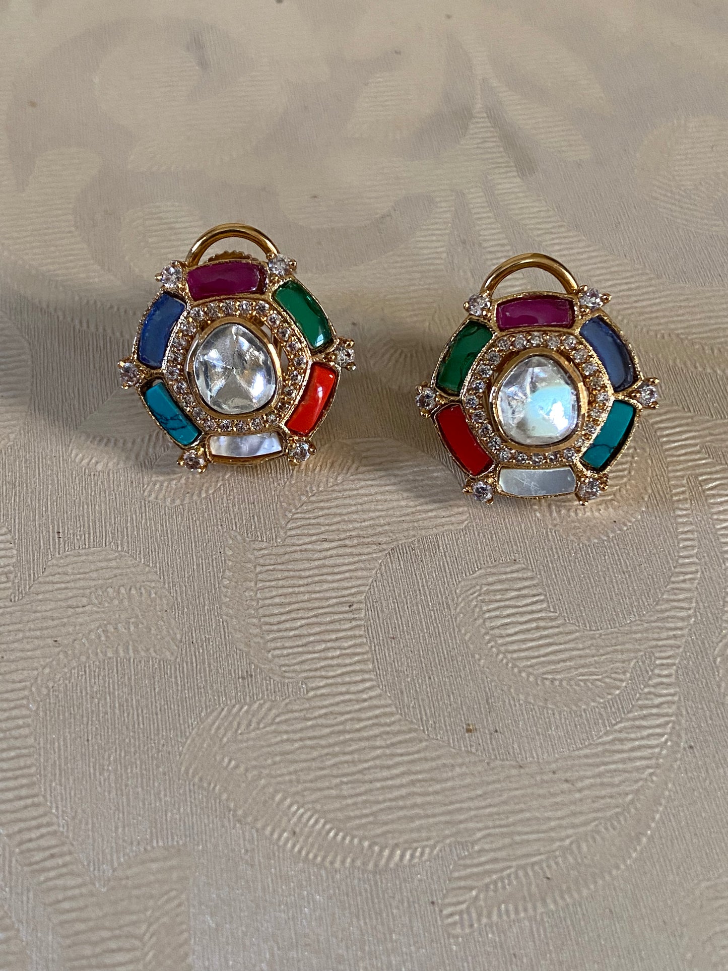Polki Multi colour Kundan Studs |