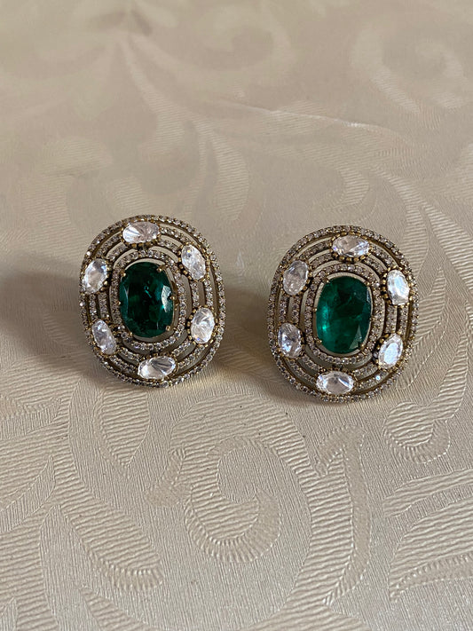 Moissanite AD Earrings | AD  Victorian Studs Earrings