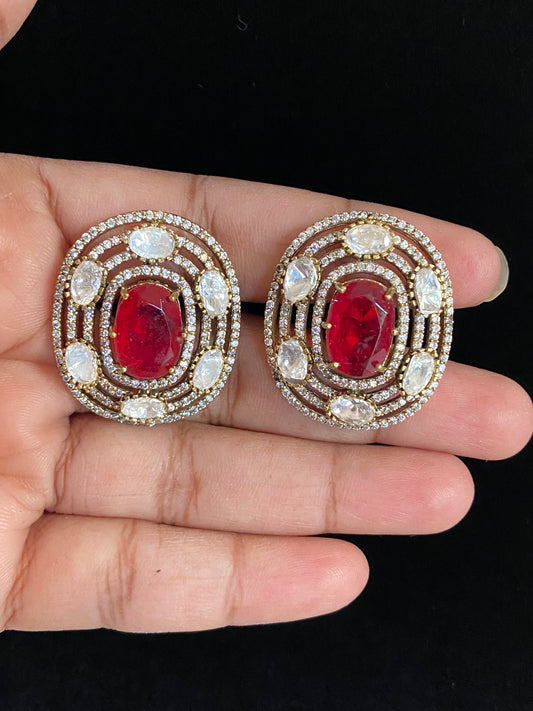 Moissanite AD Earrings | AD  Victorian Studs Earrings