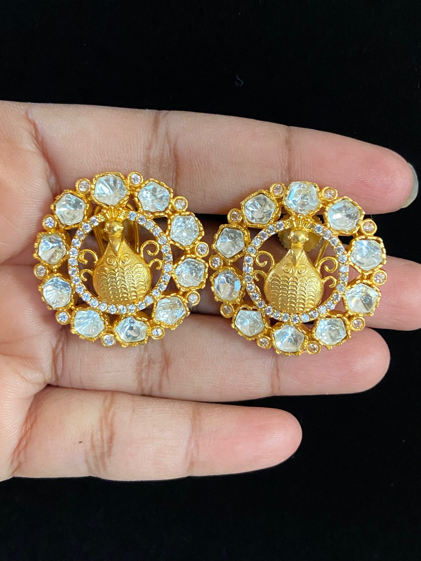 Peacock Polki Studs| Indian Earrings