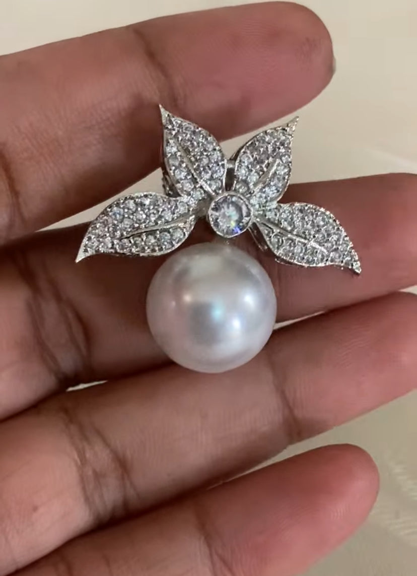 CZ Pearl Choker With Earrings |  Classic Pearl Necklace