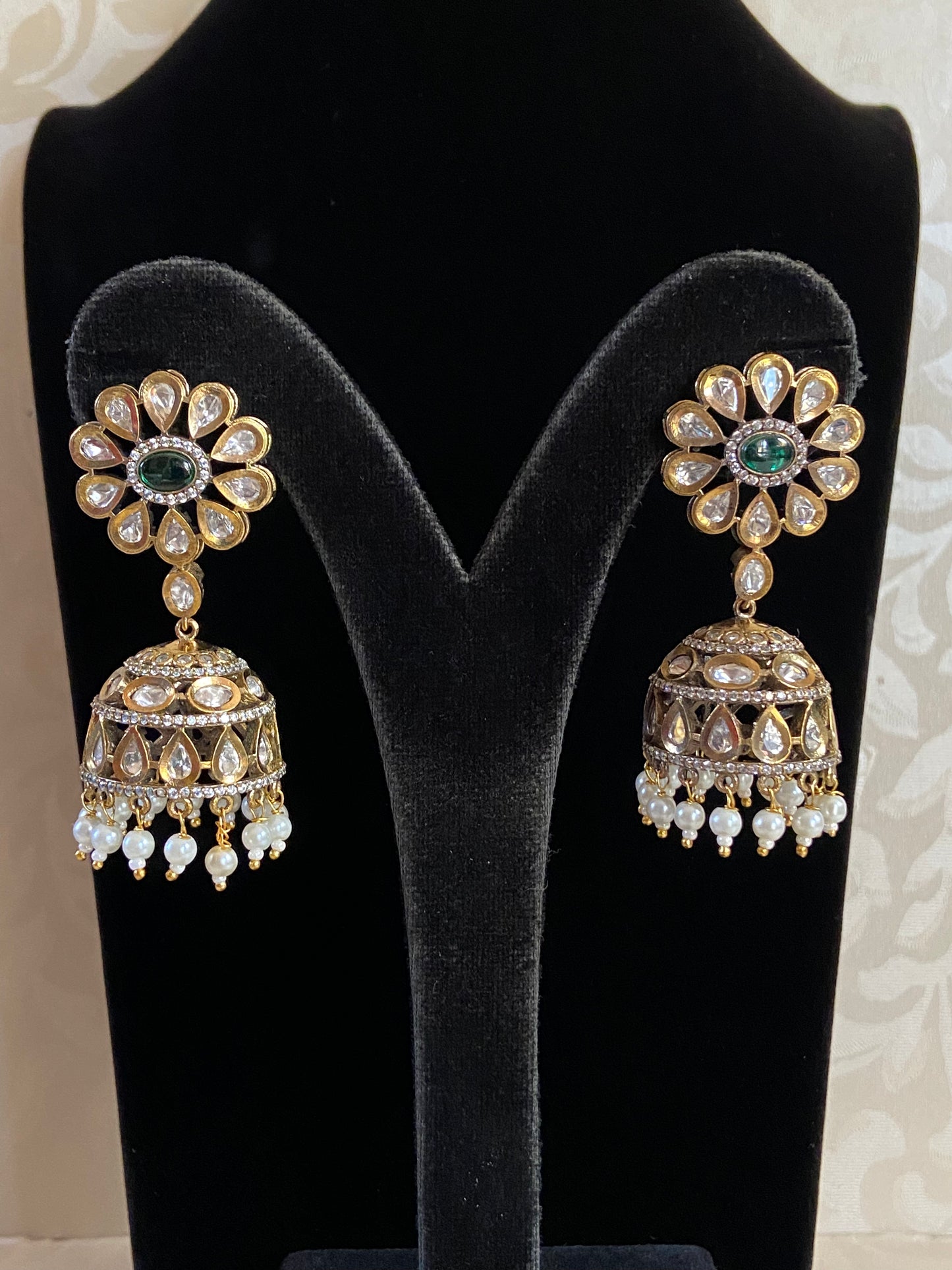 Polki Kundan Jumki Earrings