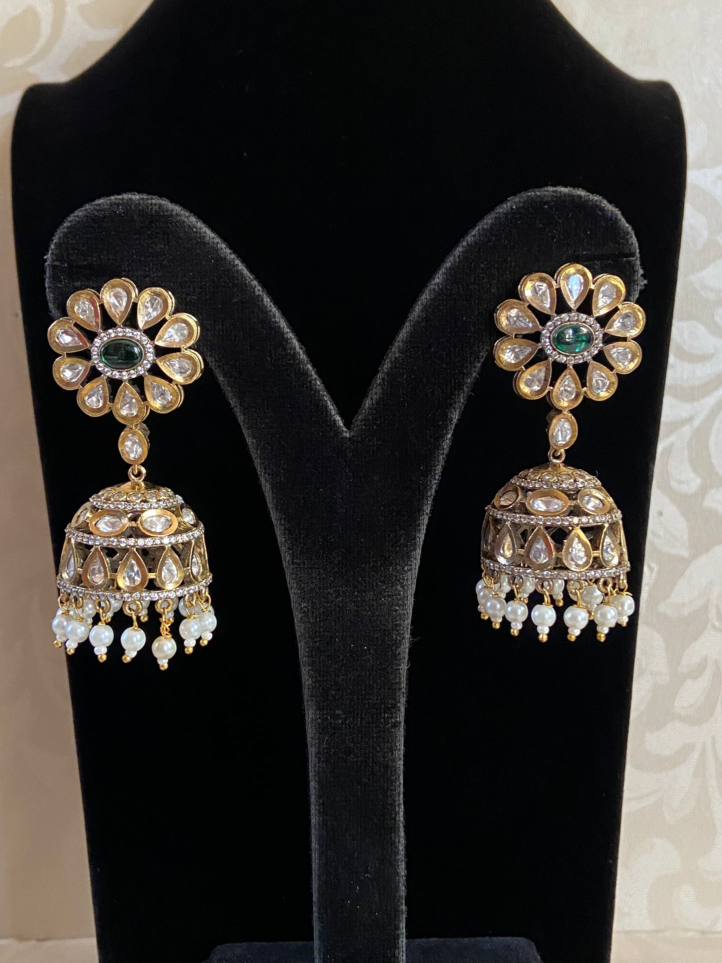 Polki Kundan Jumki Earrings