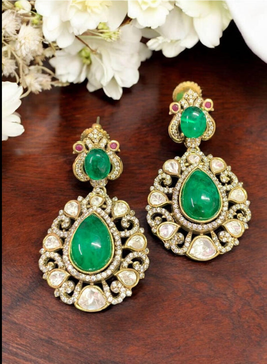 Victorian Polki Kundan Earrings  | Indian Earrings In USA