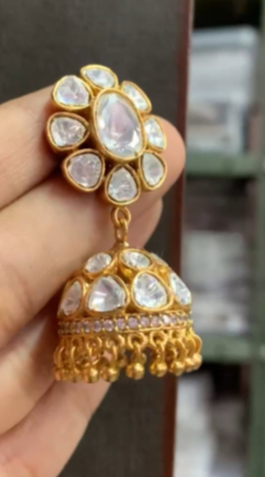 Moissanite  Polki Jumki Earrings | Indian Jumki