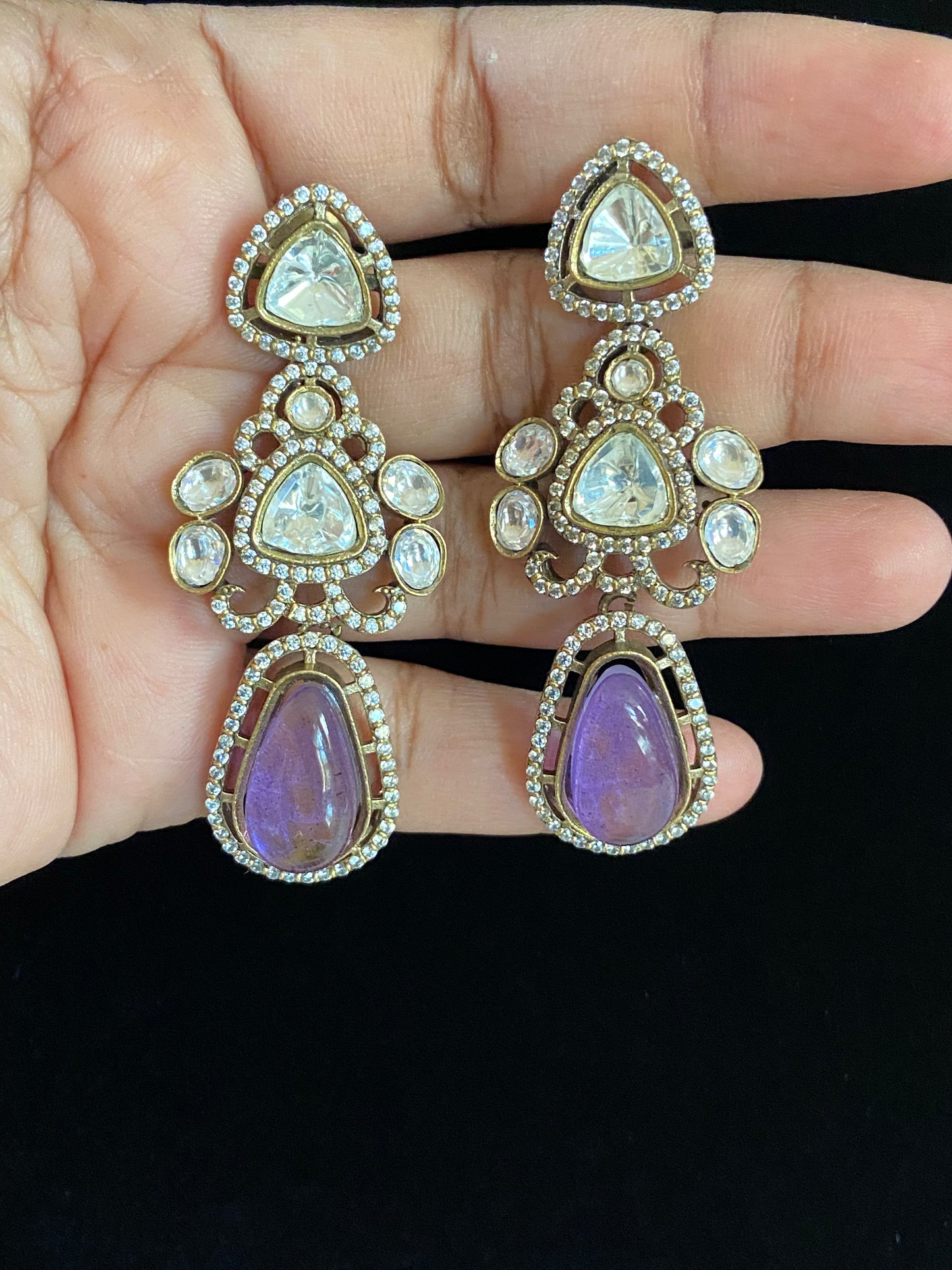 Victorian Doublet Drop Earrings| Indian jewelry in USA