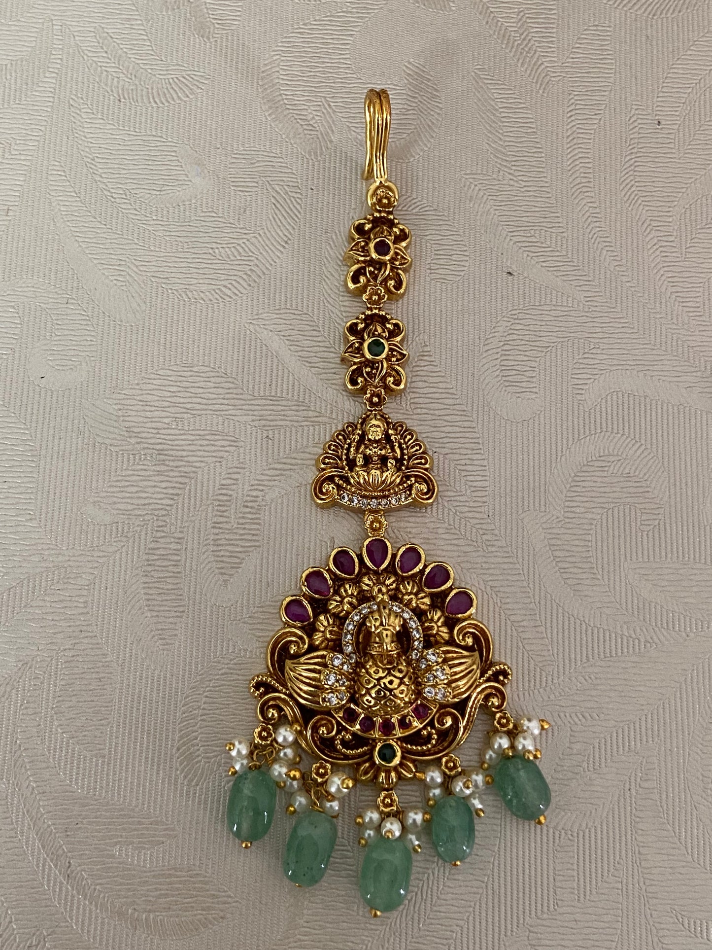 Antique Peacock  Maang Tikka | Traditional Temple Maang Tikka