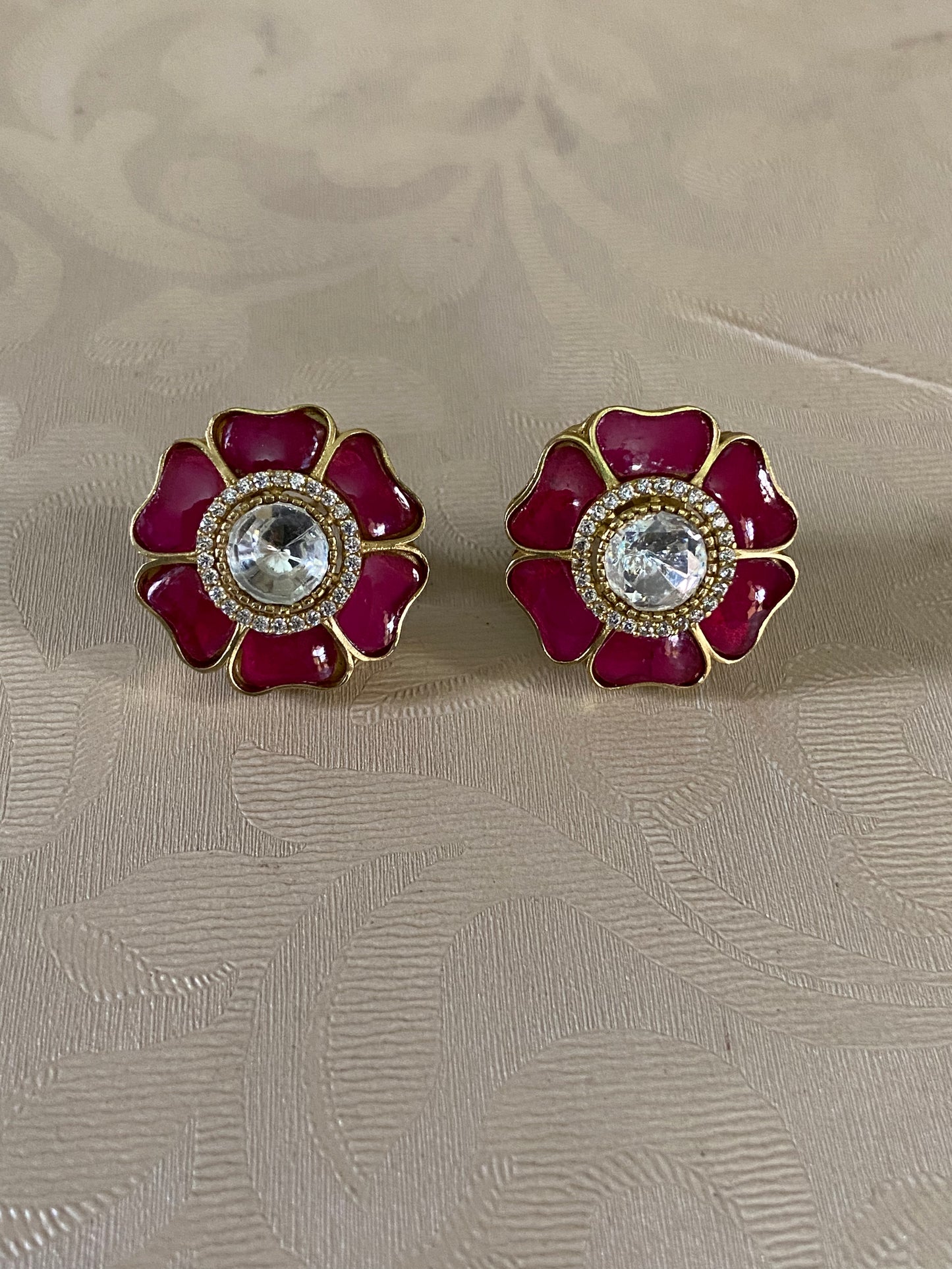 Moissanite Floral Studs | Indian Earrings