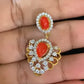 AD Coral & Emerald Necklace With Earrings | Indian Necklace