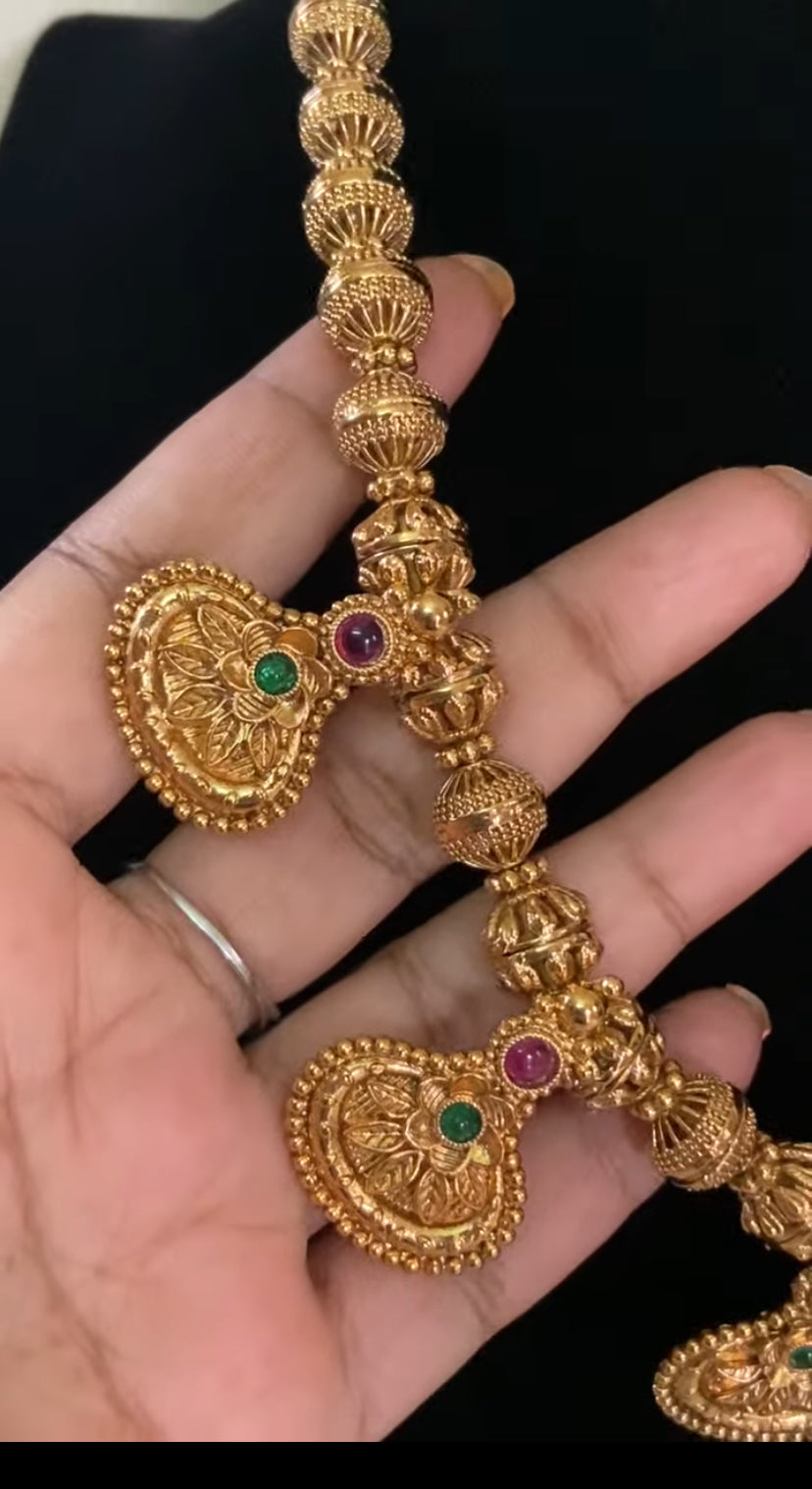 Traditional Antique Nakshi Ball Necklace with Earrings