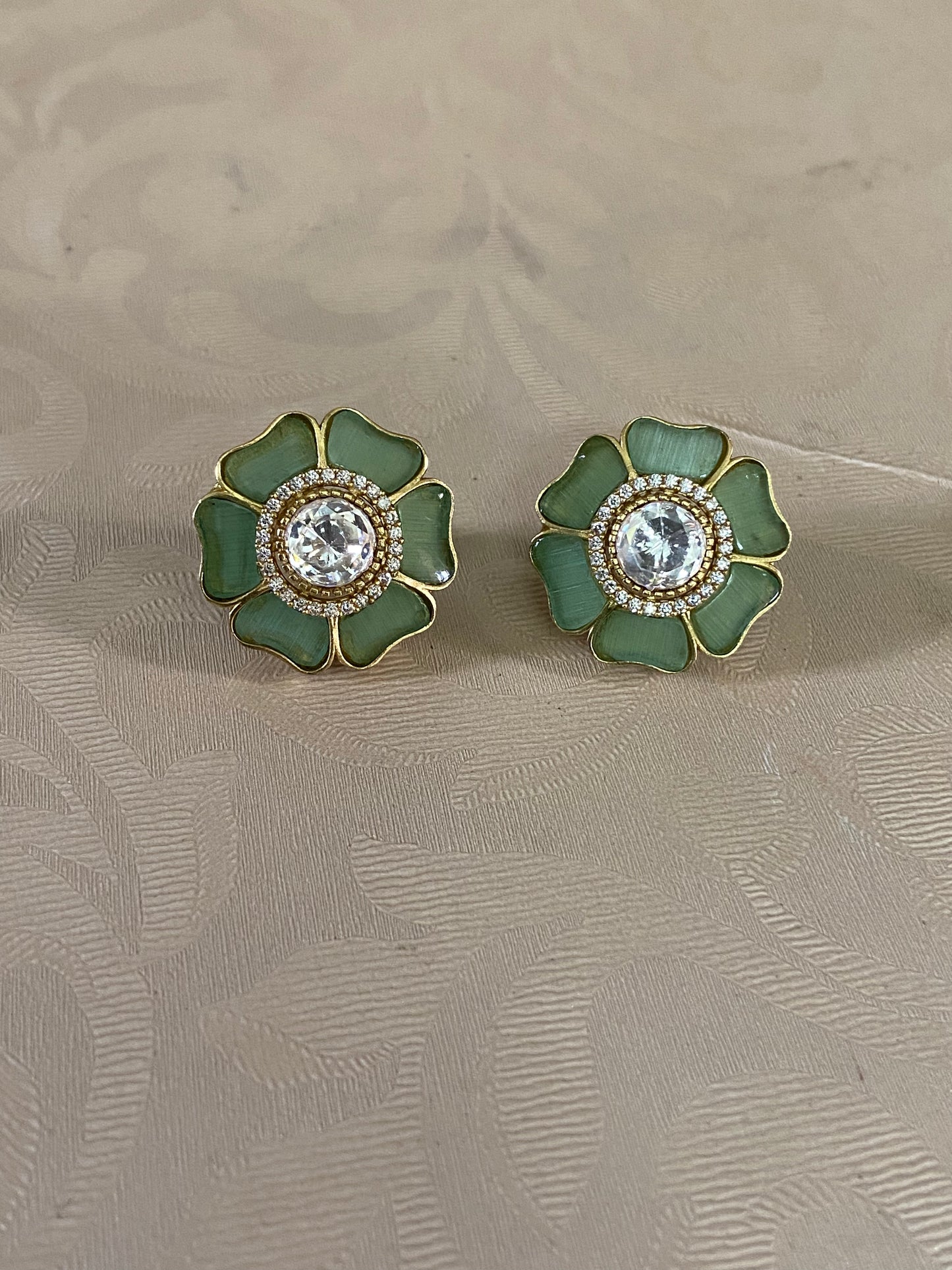 Moissanite Floral Studs | Indian Earrings
