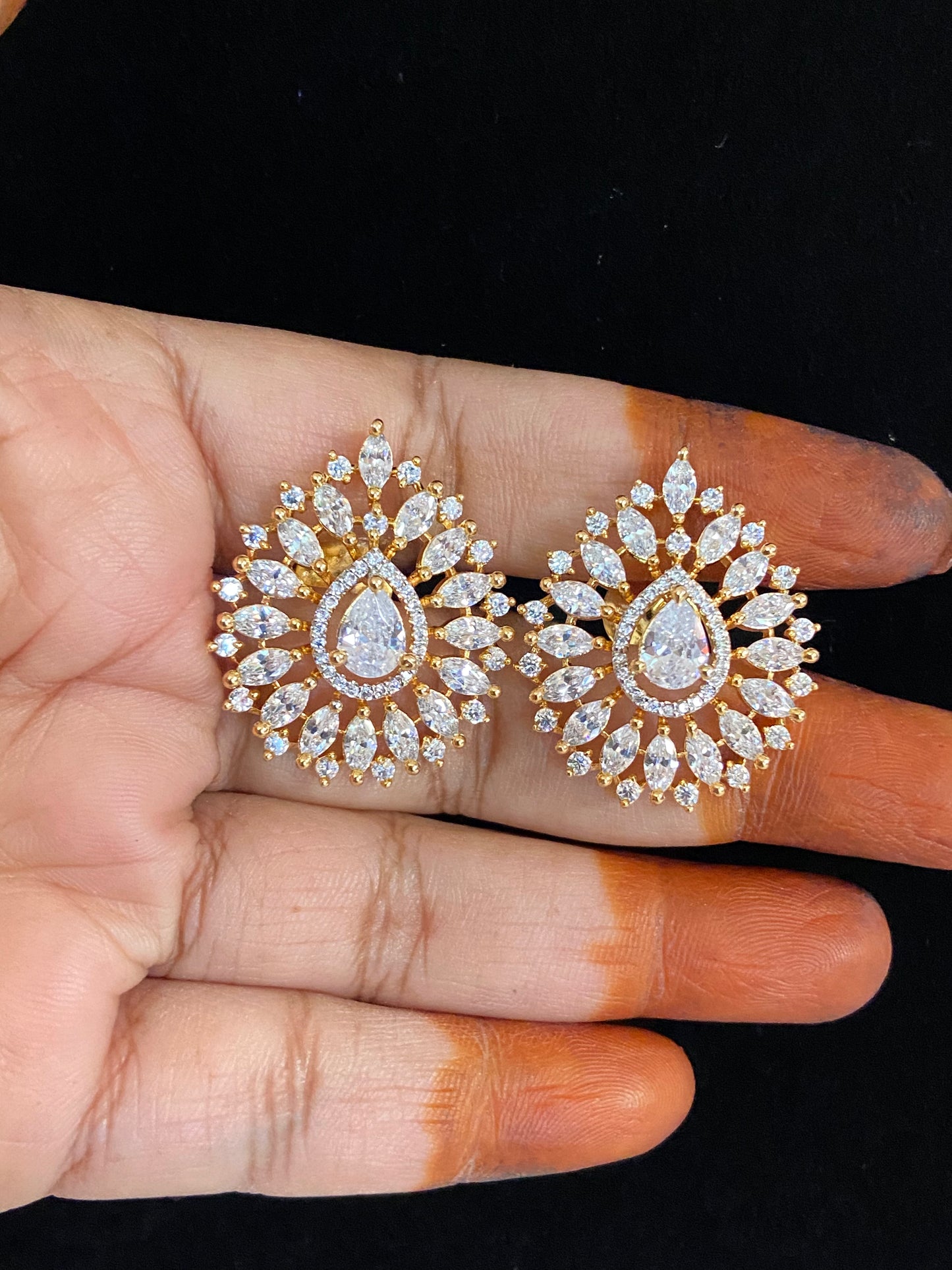 Classic AD 2-Tone Studs | Indian Jewelry In USA