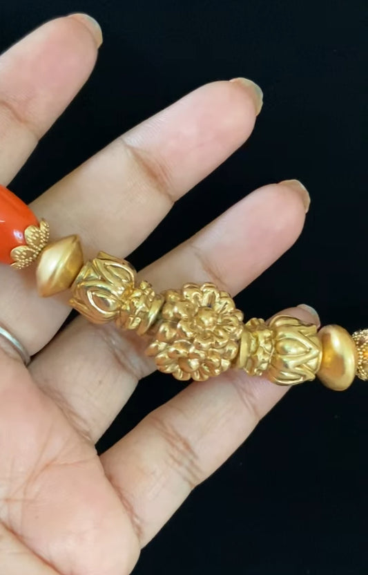 Coral Mala Necklace with Studs | Handmade Jewelry