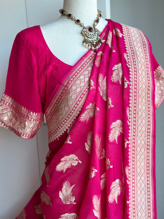 Pure georgette banarasi saree