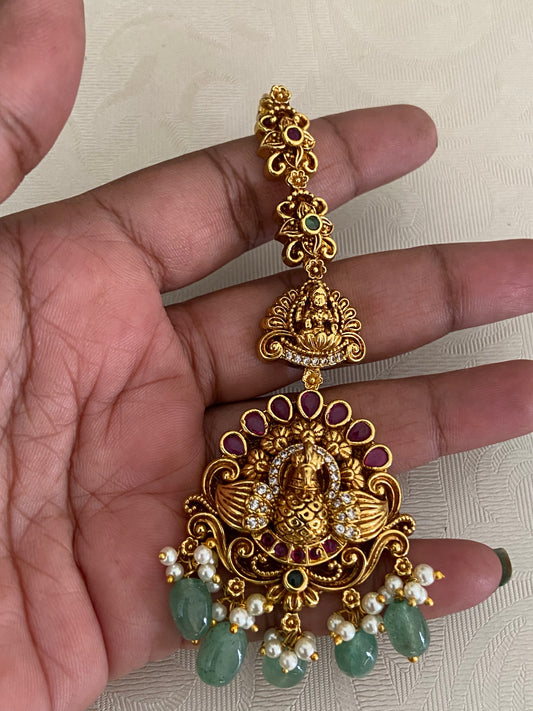 Antique Peacock  Maang Tikka | Traditional Temple Maang Tikka