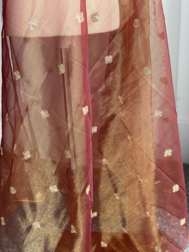 Copper Tissue Silk Dupatta | Party Wear Dupatta