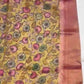 Pure Gadwal Kalamkari Kanchi Border Pattu Saree | Fusion Silk Saree | Indian Traditional Saree.