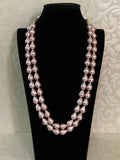 Rose Gold Baroque Drop Pearl Mala Necklace