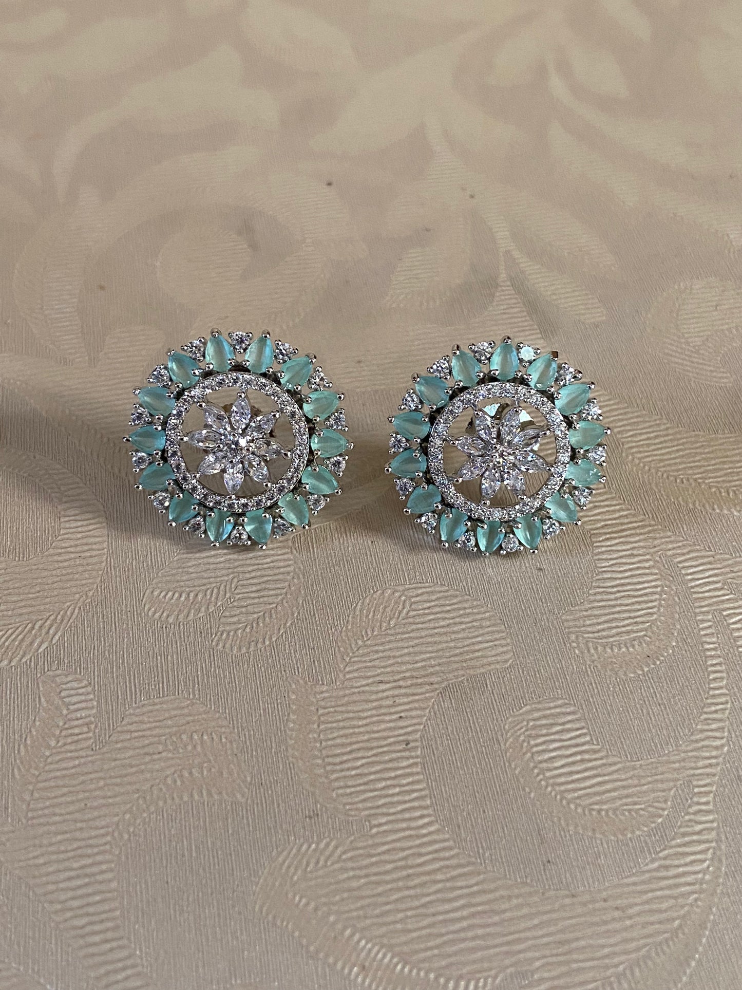 AD Mint Green Studs | Beautiful Earrings