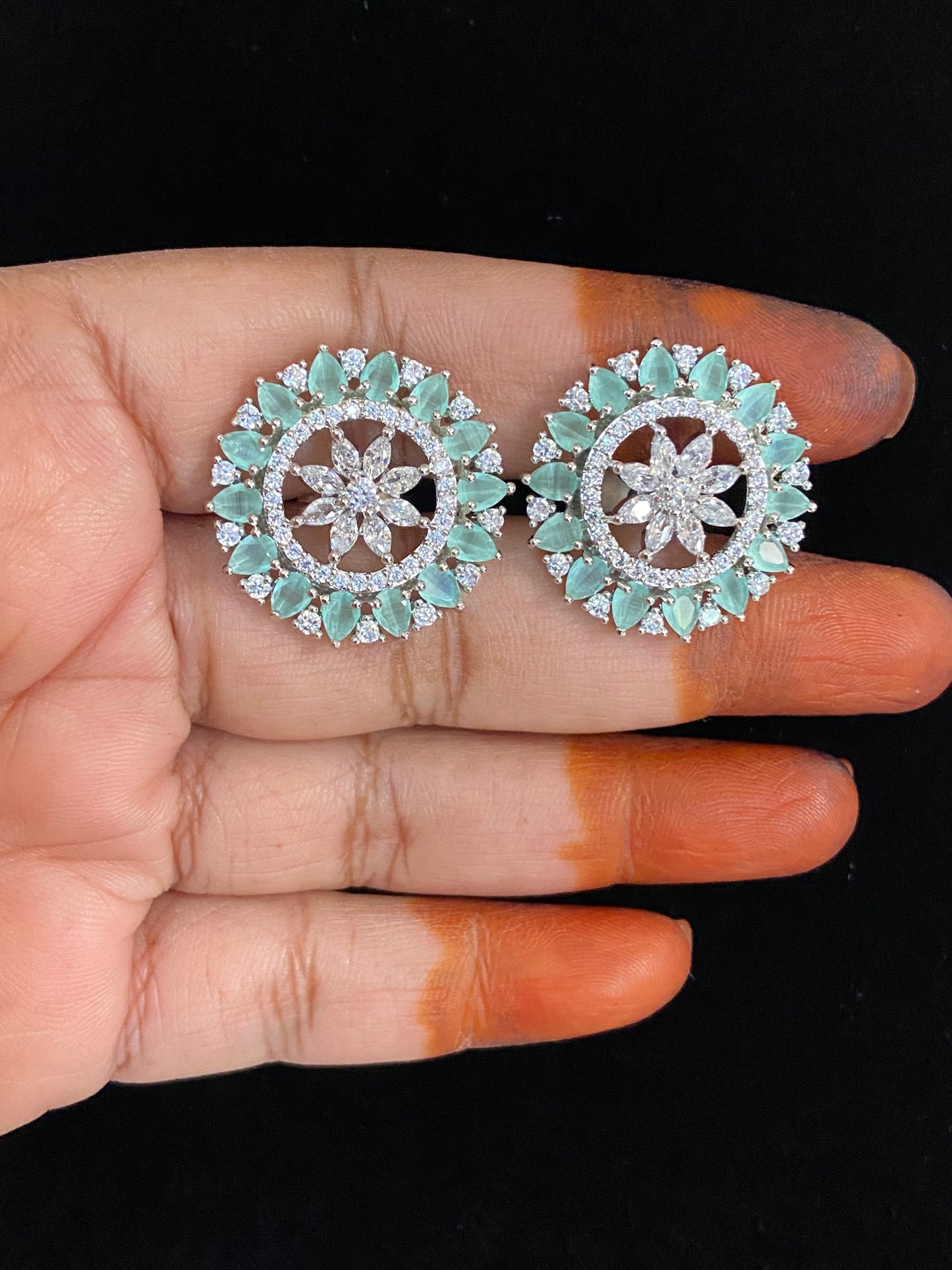 AD Mint Green Studs | Beautiful Earrings