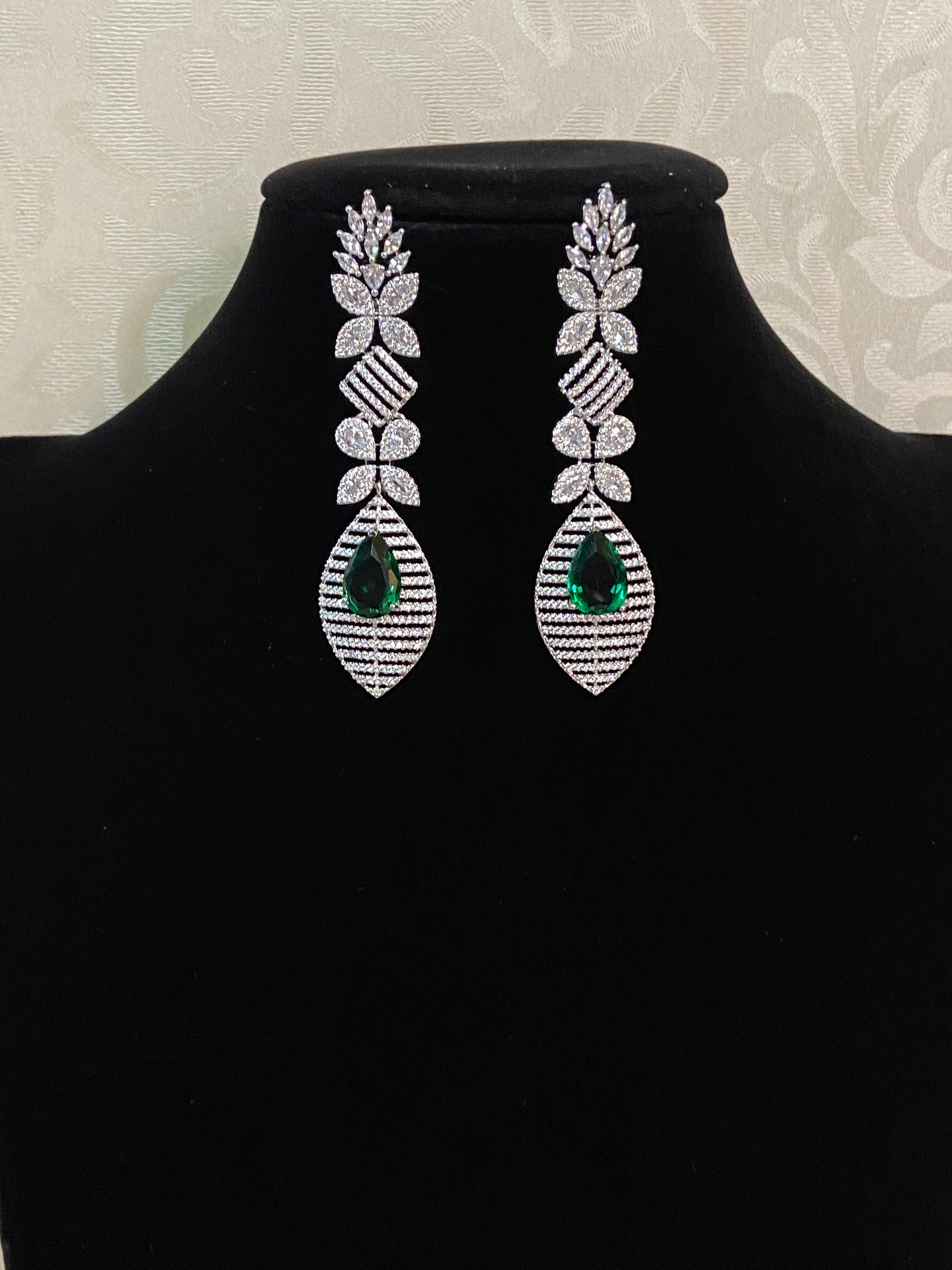 Contemporary AD Earrings |   AD Emerald Earrings