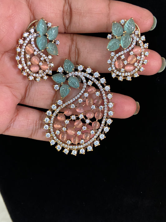 AD Premium Mango Pendant Set | Latest Indian Jewelry