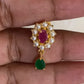Pearl Ruby Green Pendant Mangalasutra | Black Beads Necklace With Earrings
