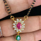 Pearl Ruby Green Pendant Mangalasutra | Black Beads Necklace With Earrings