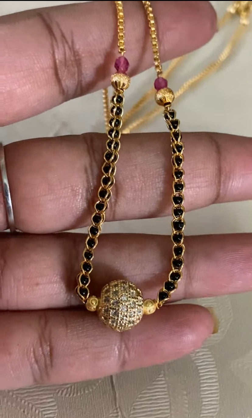 AD Ball  Mangalasutra | Black Beads Necklace
