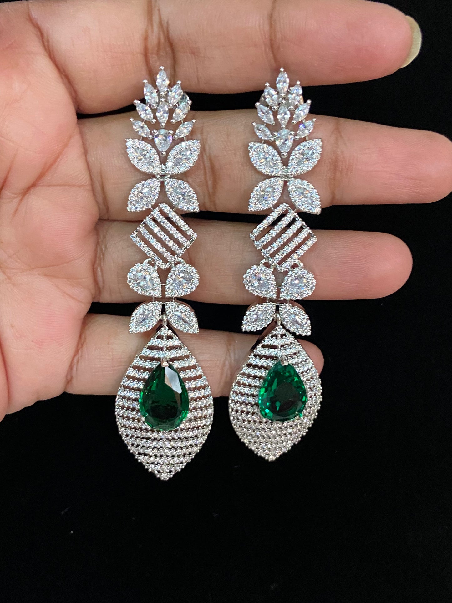 Contemporary AD Earrings |   AD Emerald Earrings