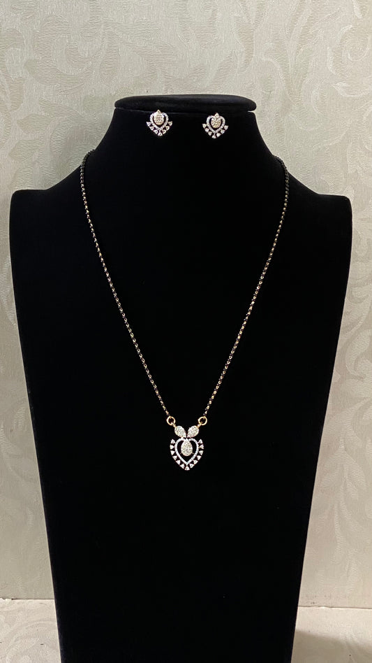 AD Rhodium Pendant Mangalsutra | Simple Mangalsutra