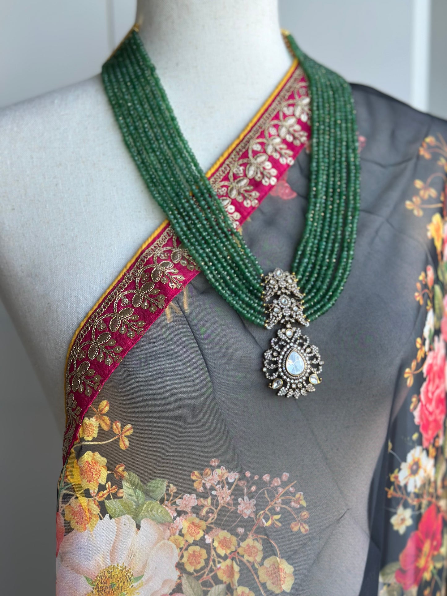 Black Floral Organza Dupatta  | Partywear Dupatta