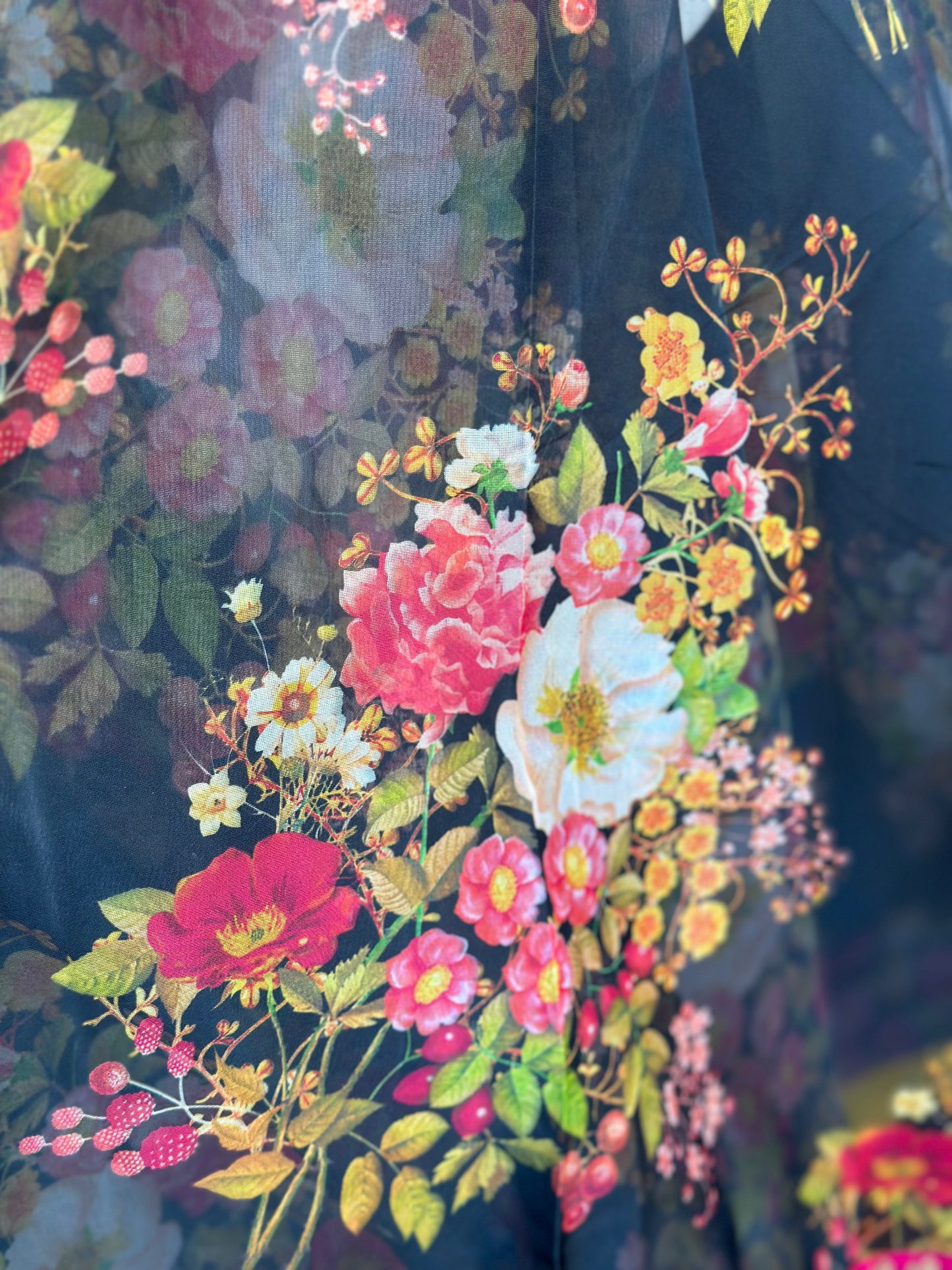 Black Floral Organza Dupatta  | Partywear Dupatta