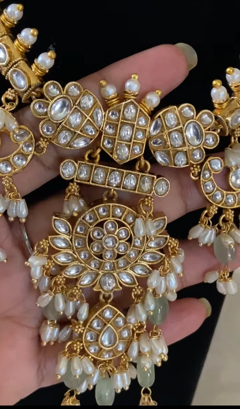 Kundan Guttapusalu Necklace With Earrings | Indian traditional jewellery
