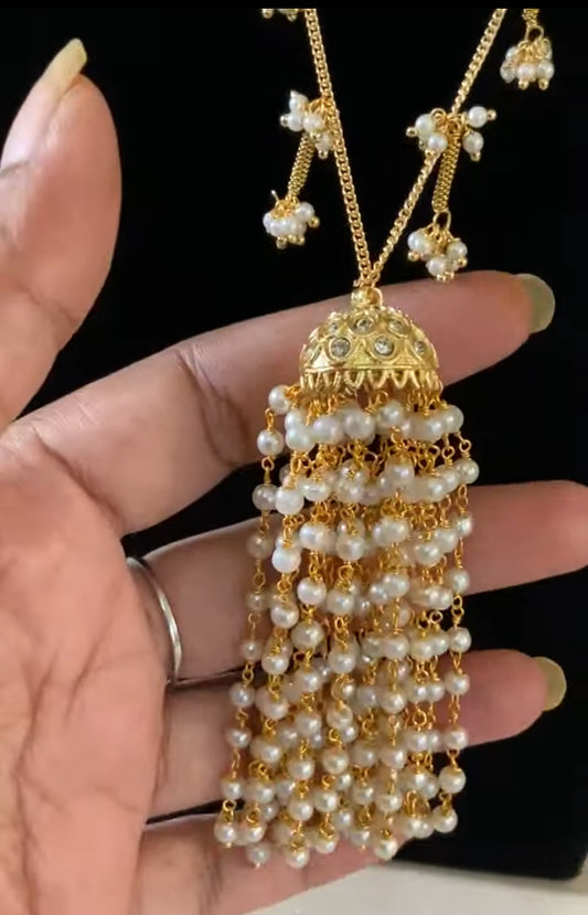 Pearl Hanging Jumki Pendant Necklace | Simple Pearl Necklace