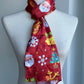 Printed Red Silk Blend Christmas Holiday Scarf   | Muffler Stole