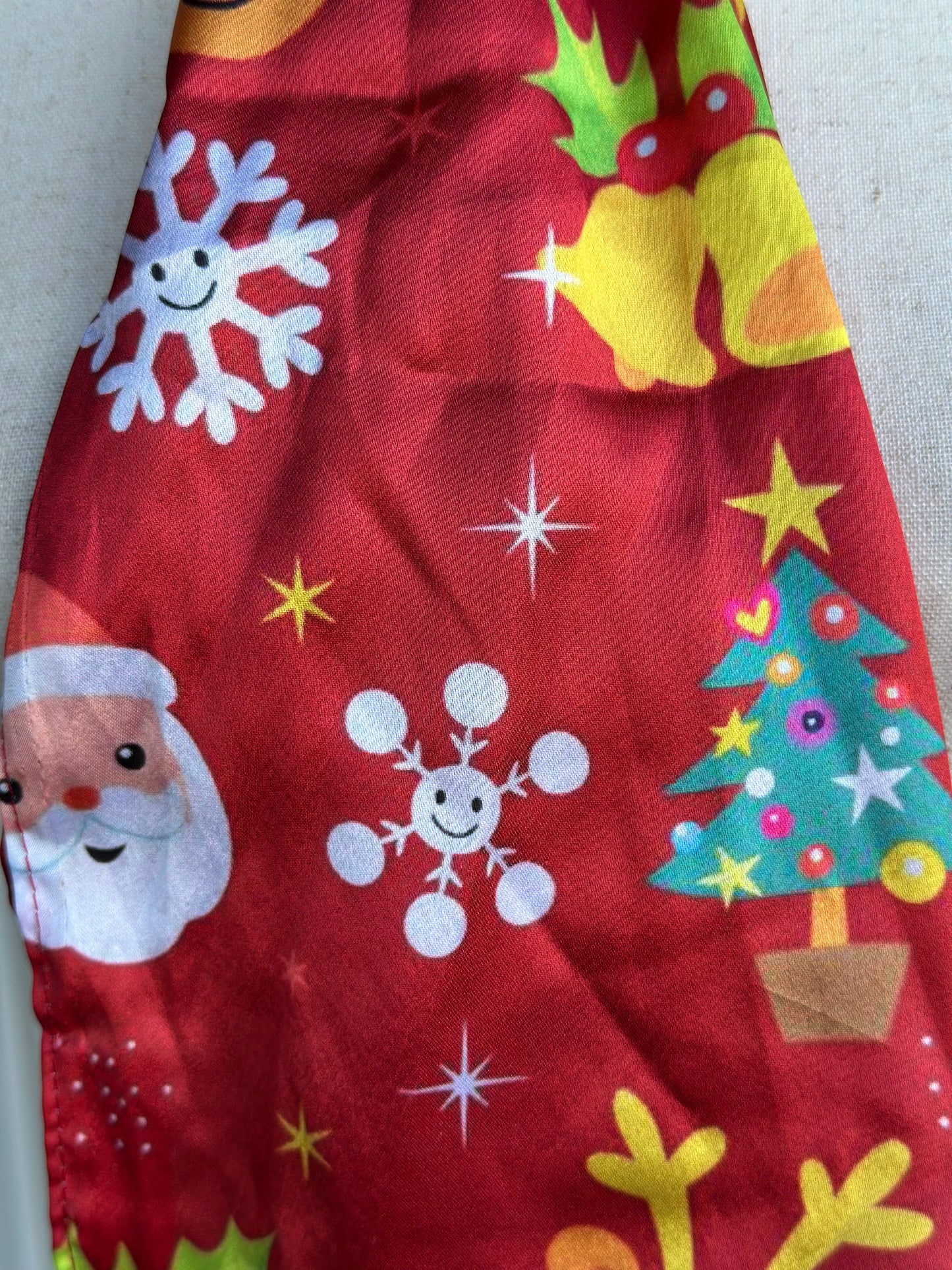 Printed Red Silk Blend Christmas Holiday Scarf   | Muffler Stole