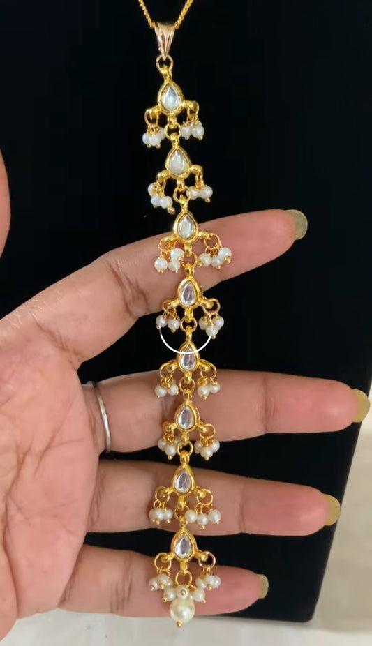 Kundan Pearl Pendant Chain With Earrings | Simple Necklace