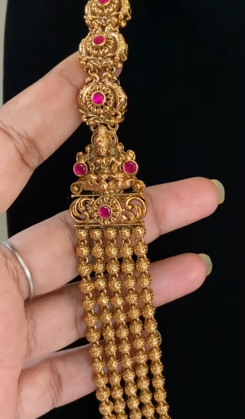 Antique Nakshi Gold Ball Necklace | Traditional Temple Lakshmi Necklace