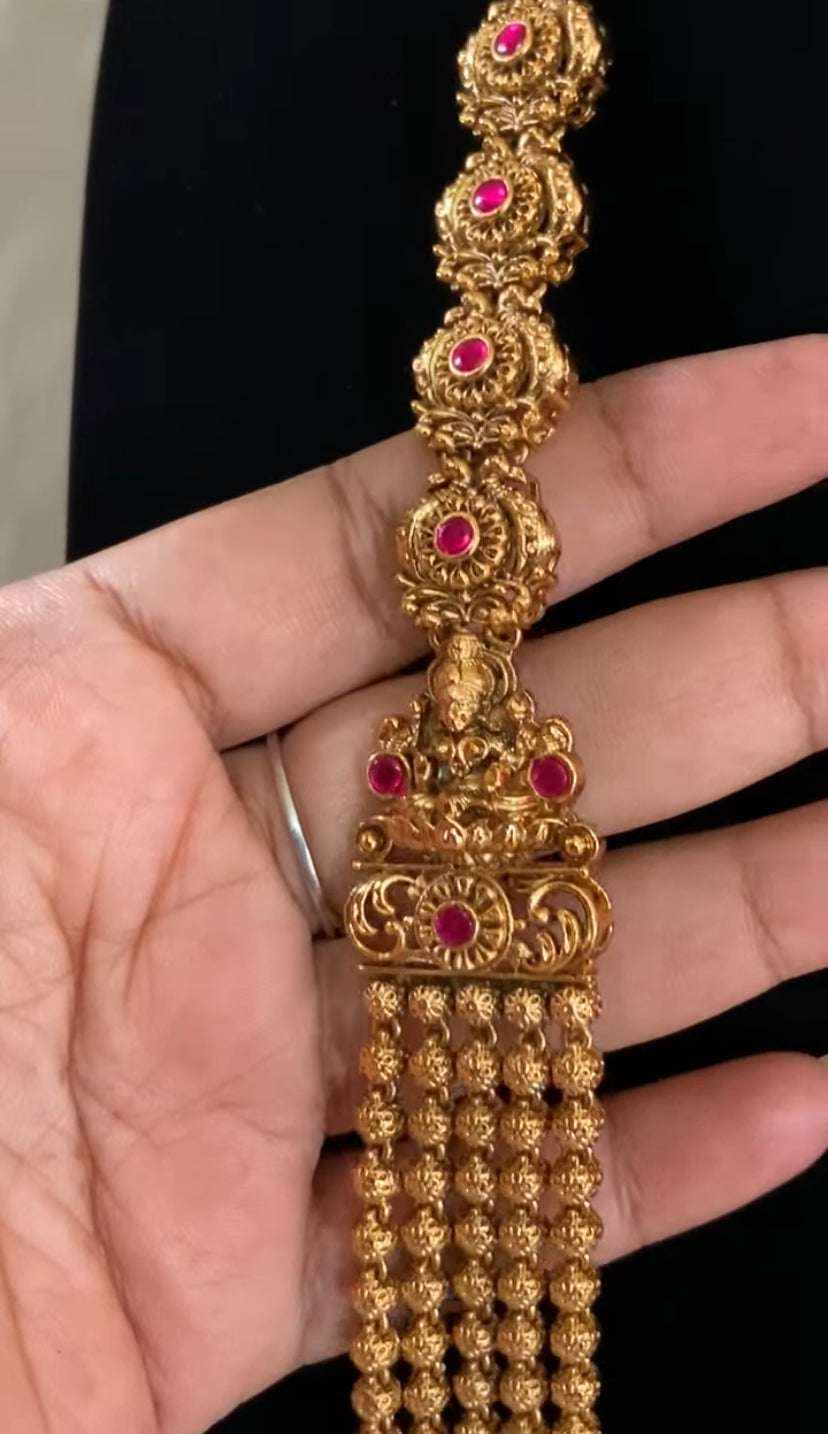 Antique Nakshi Gold Ball Necklace | Traditional Temple Lakshmi Necklace