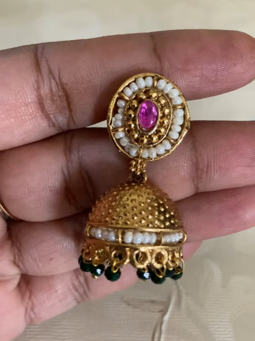 Rajwadi Pearl Necklace With Jumki | Indian Traditional Necklace