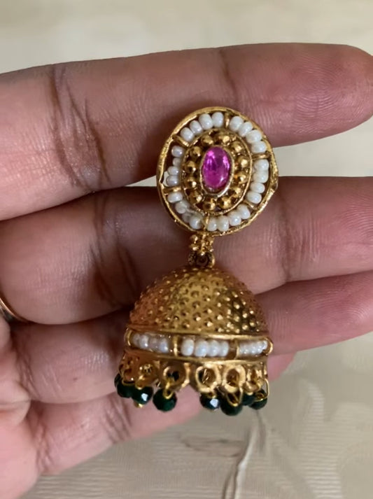Rajwadi Pearl Necklace With Jumki | Indian Traditional Necklace