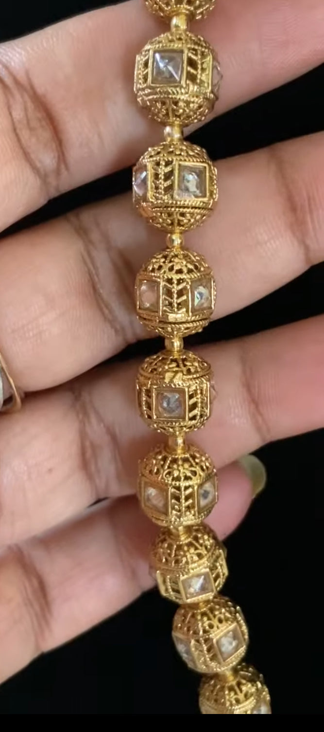 Antique Nakshi & polki Balls Necklace | Indian Traditional Necklace With Earrings