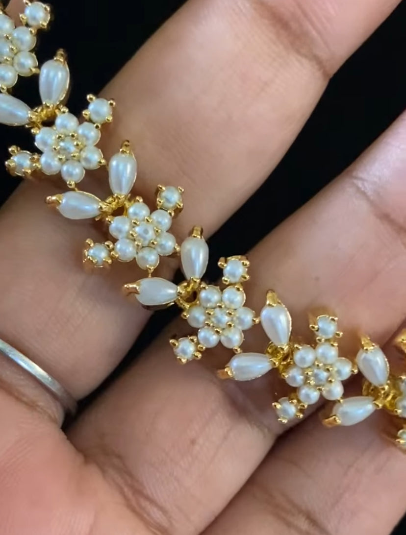 Moti Floral Necklace With Earrings | Indian Jewelry In USA