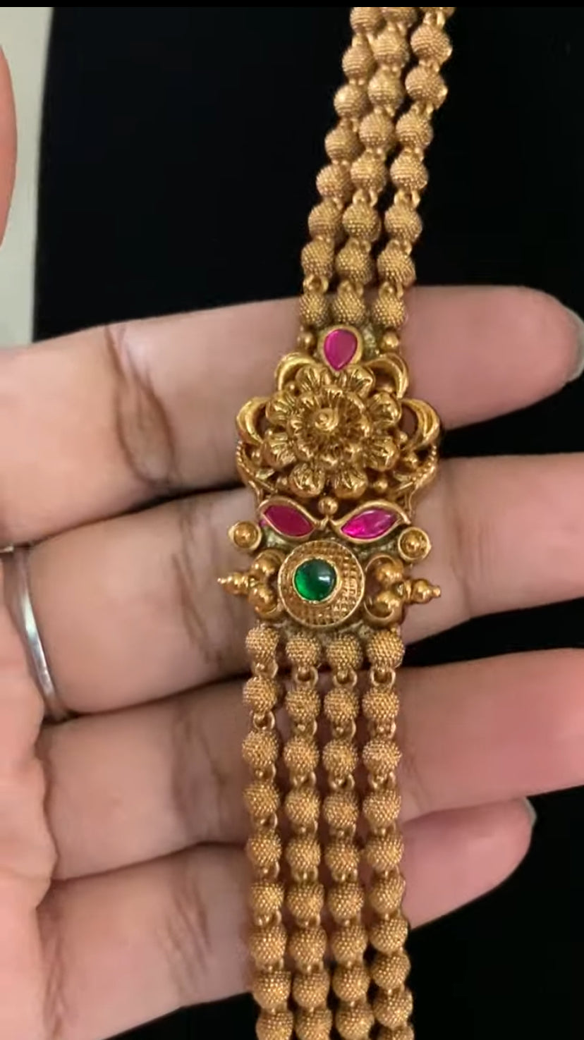Antique Nakshi Small Balls Necklace With Studs | Indian Antique Gundla Haram