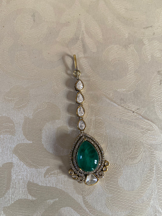 Moissanite Kundan Maang Tikka