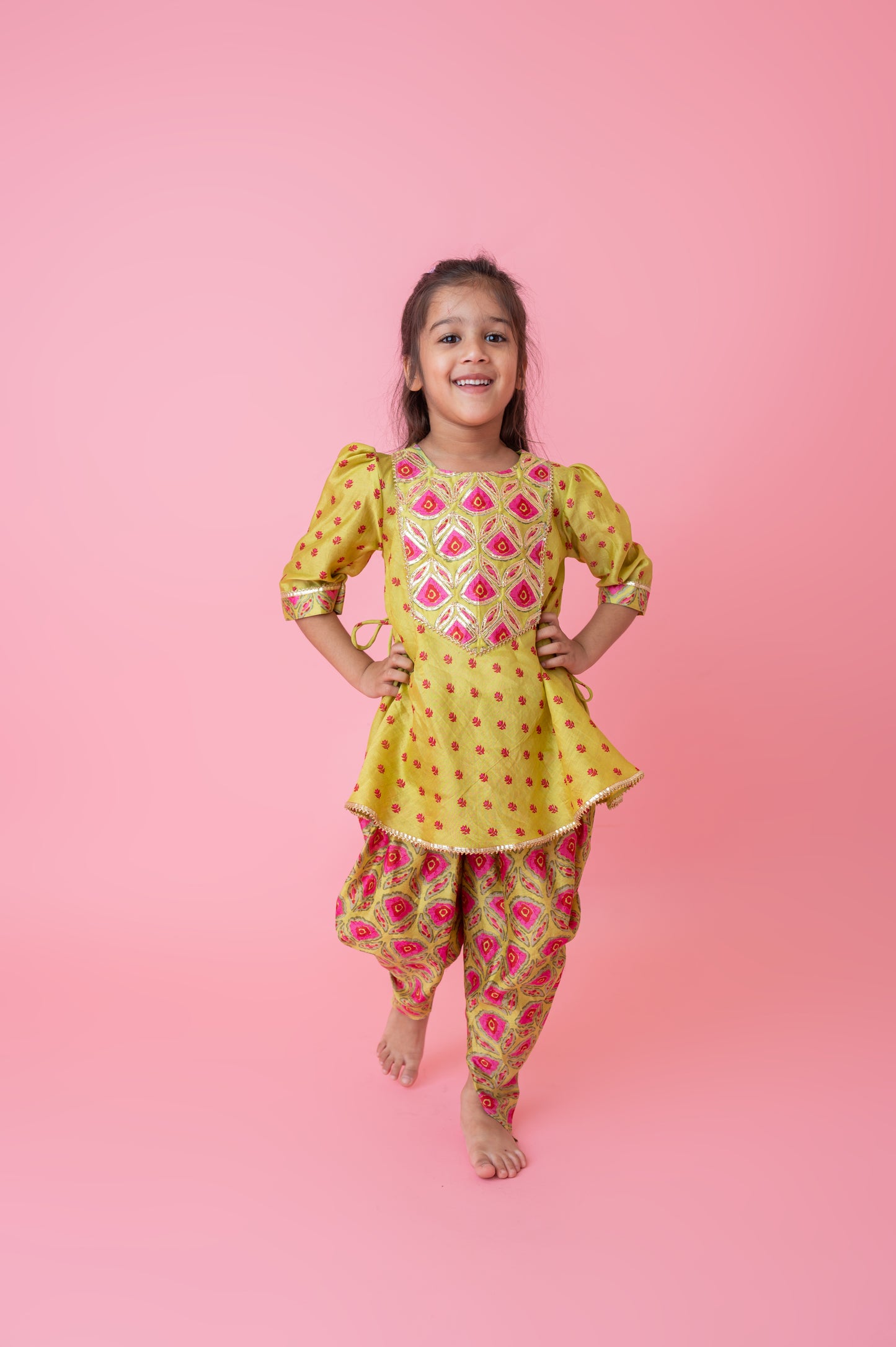 Girls Green Kurti & Dhoti